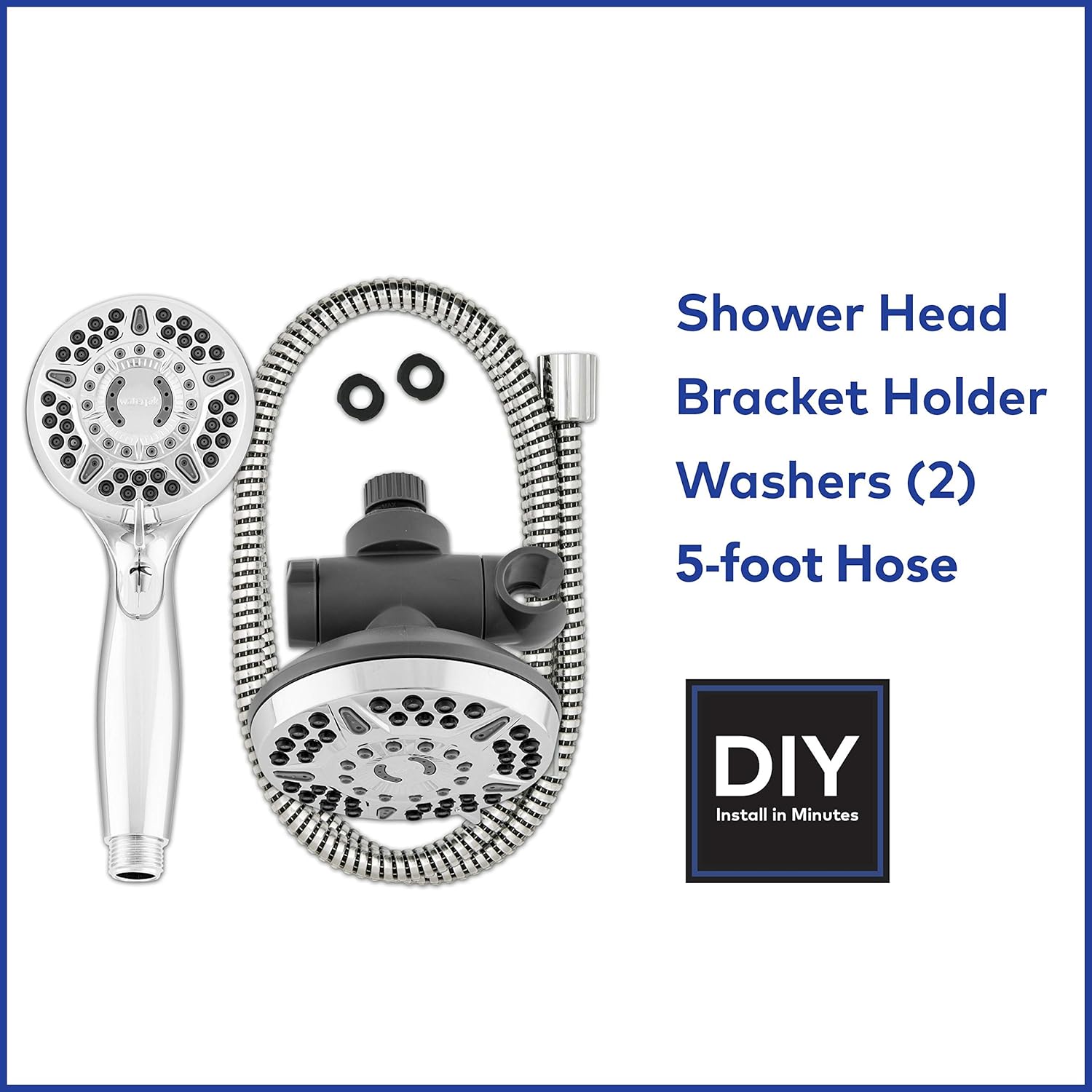 Waterpik High Pressure Shower Head Handheld Spray, 2-in-1 Dual System with 5-Foot Hose PowerPulse Therapeutic Massage, Chrome, 2.5 GPM XET-633-643 - - 