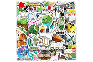 VARACL 50 Pieces Minercraft Stickers Decals Set for Kids Adults, Waterproof Pixel Miner Crafting Gaming Stickers for Kid Game Reward,Water Bottles, Laptop Decor,Video Game Themed Party Favor Supplies
