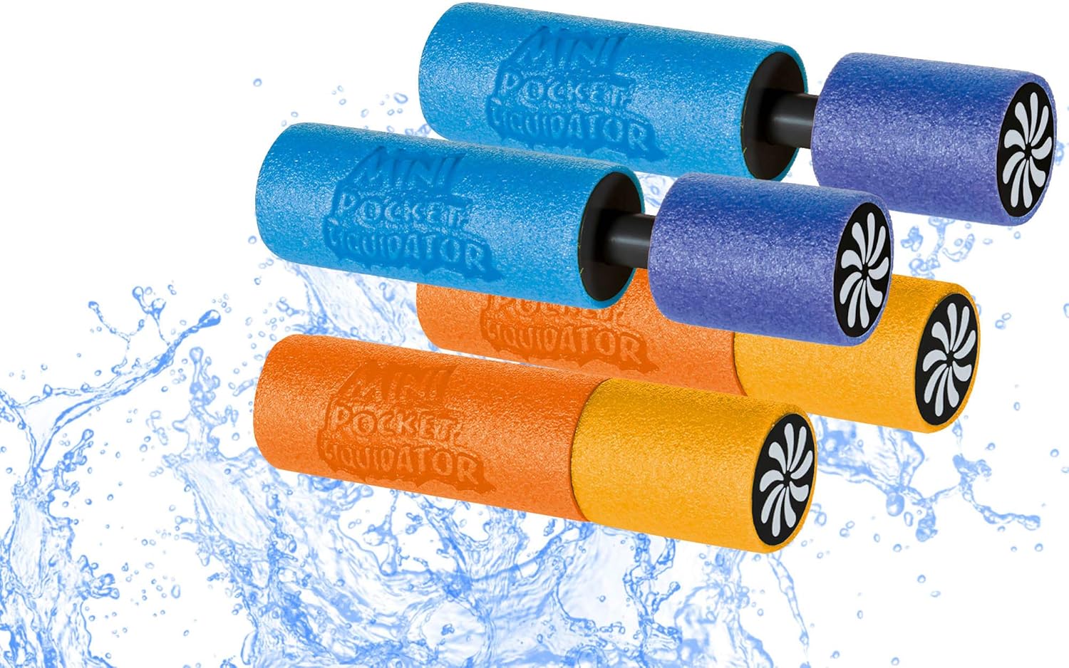 L+H 4X Wasserspritzpistole Schaumstoff | DAS ORIGINAL - MAX Liquidator© Mini Eliminator WASSERKANONE | Premium Qualität | Spritzpistole Watergun Kanone | Spielspaß für Kinder im Sommer garantiert