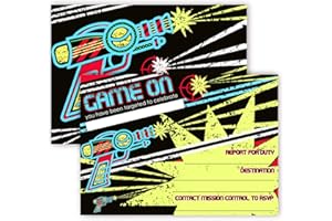POP parties Laser Tag Invitations - 12 Invitations + 12 Envelopes - Double Sided - Laser Tag Party Supplies - Laser Tag Party