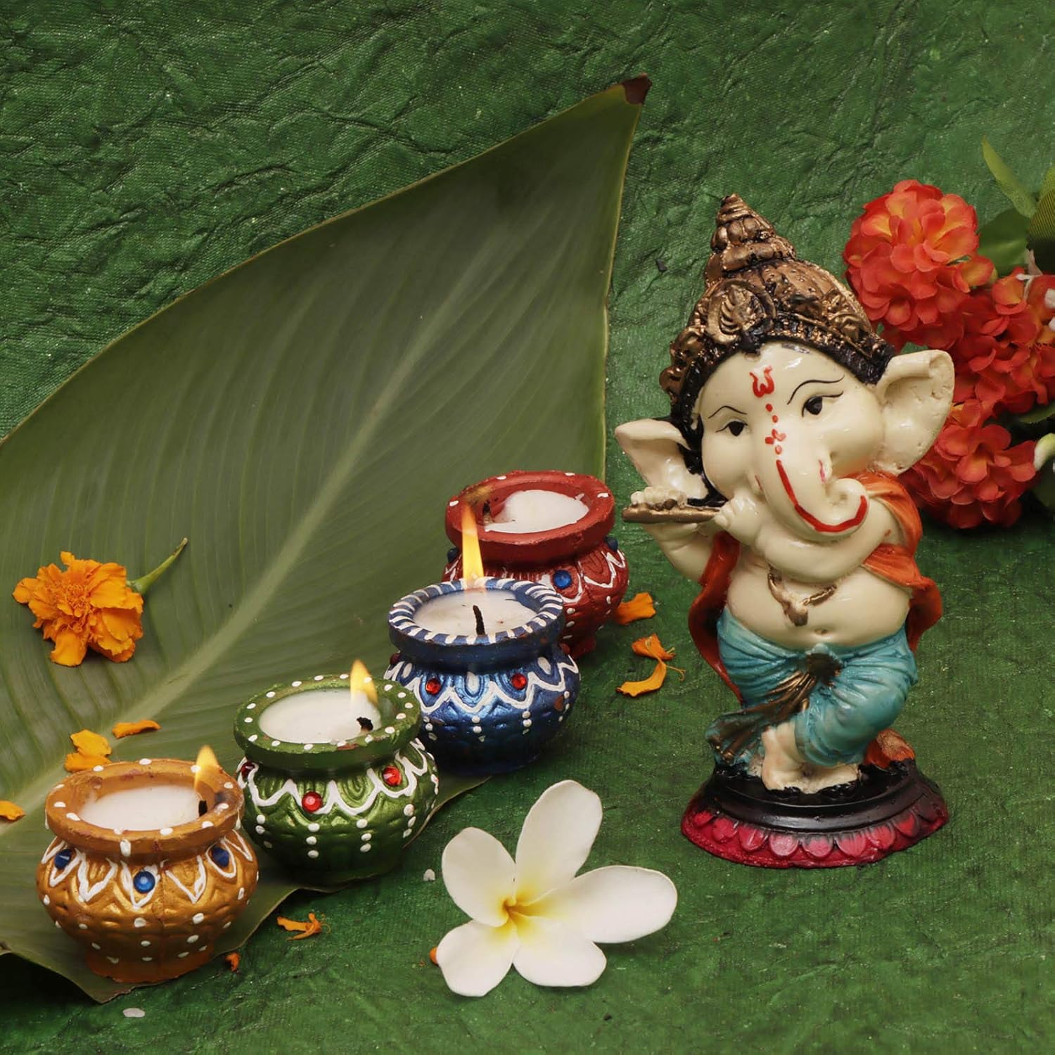 51 Unique Gift Ideas- Best Diwali Gifts- Exclusive Collection 42 Perpetual Diya for Diwali Decoration With Flute Ganesh
