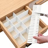 Bofoho Adjustable Drawer Dividers, Cut-to-Fit DIY Organizers, White,16 Pack | For Tidying Cutlery, Makeup, Clothes and Dresses in Drawers, Desks and Storage Boxes for Kitchen, Bathroom, Bedroom &amp; Office