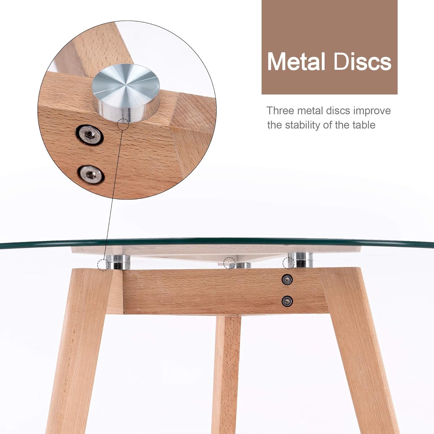 Ivinta Modern Small Dining Table Round Glass Coffee Table Farmhouse Kitchen Table for Small Spaces Accent Table Sofa Table Small Bistro Table Leisure Tea for Dining Room Living Room 31.5" L x 31.5" W - Tables