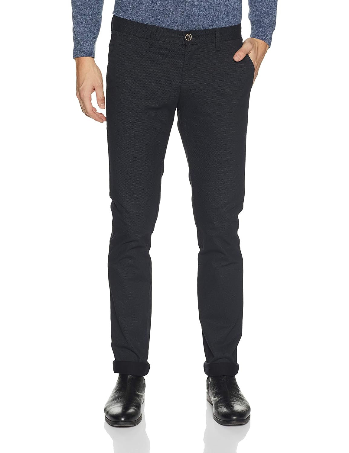 Buy Allen Solly Men's Casual Trousers (8907587921044_AMTF517G01611_28W x 34L_Blue with White) at 