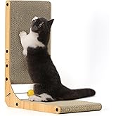 FUKUMARU Cat Scratcher, 18.9 Inch L Shape Cat Scratch Pad, Vertical Cat Scratcher Wall Mounted, Cat Scratching Cardboard with