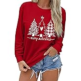 Yimoon Women's Christmas Tree Sweatshirts Oversized Crewneck Graphic Print Pullover Long Sleeve Xmas Holiday Party Gifts Tops