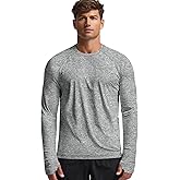 Zengjo Mens Long Sleeve Workout Shirts Light Weight Quick Dry UV/SPF Athletic T-Shirt Running Hiking with Thumb Holes