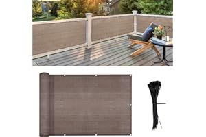 LOVE STORY 2.5' x 10' Brown Balcony Screen Privacy Fence Cover UV Protection (HDPE) Weather-Resistant 3 FT Height Shield for 