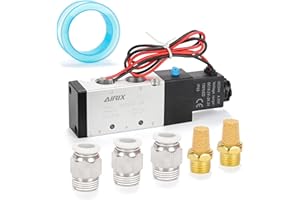 AIRIX 4V310-10 Pneumatic Solenoid Valve DC24V, 2 Position 5 Way, 3/8" NPT, Pilot-Operated Single Coil, Fast Response Electric Air Valve Out Of Line & Quick Connect Fittings