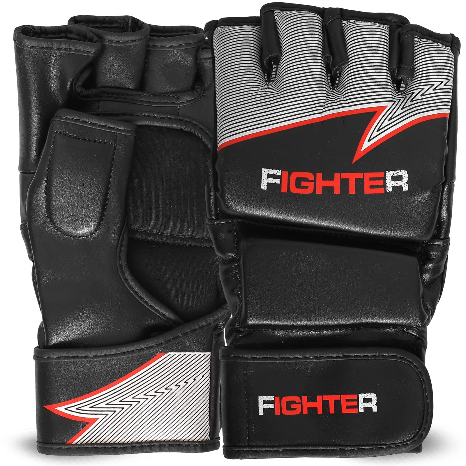 Pre-Curved MMA Gloves - Parent Listing (Black-Red, XL)