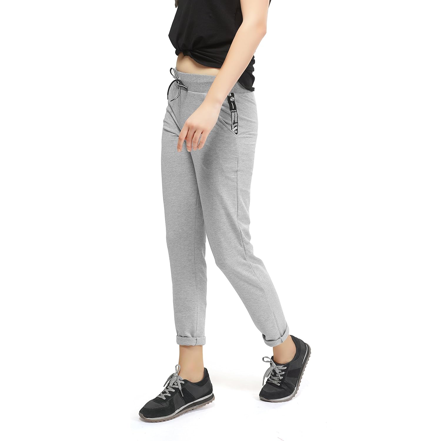 zeyo women's cotton grey yoga, gym track pant