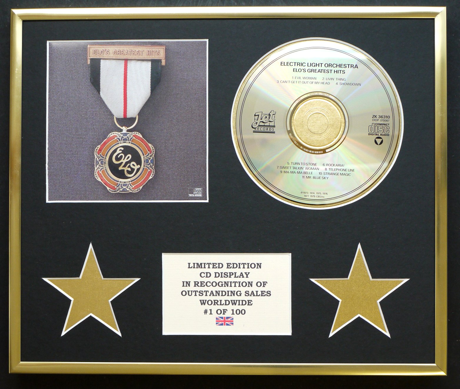 ELO/CD DISPLAY/LIMITED EDITION/COA/GREATEST HITS