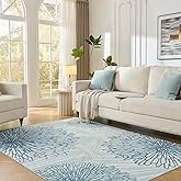 WITSHOCK 6x9 Washable Rug for Living Room,Modern Floral Distress Print Pattern Area Rugs,Stain Resistant with Non Slip Backin