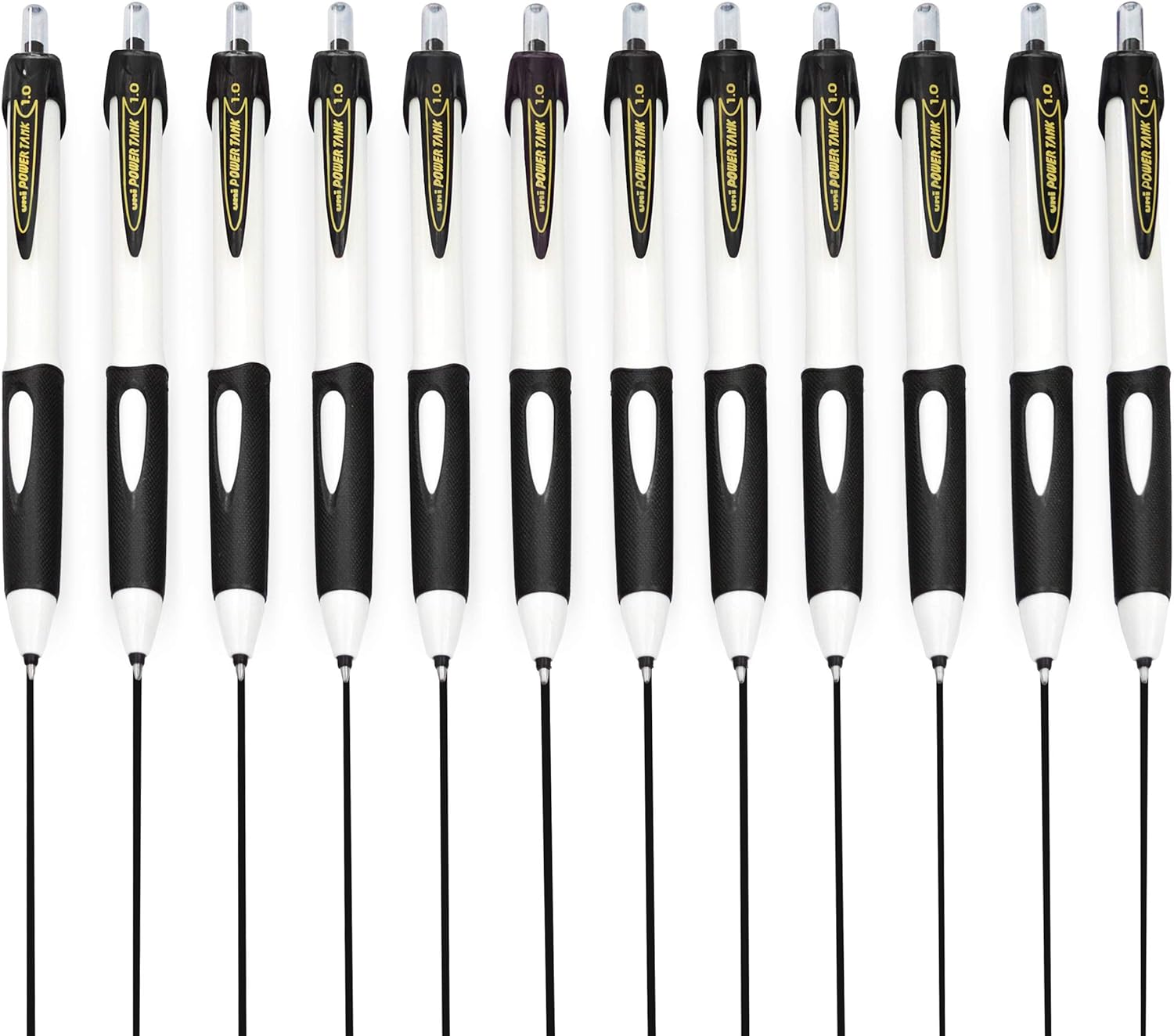 uni-ball SN-220 Power Tank Retractable Ballpoint Pen - 1.0mm - White Barrel - Black Ink - Pack of 12, 1 count (Pack of 12)