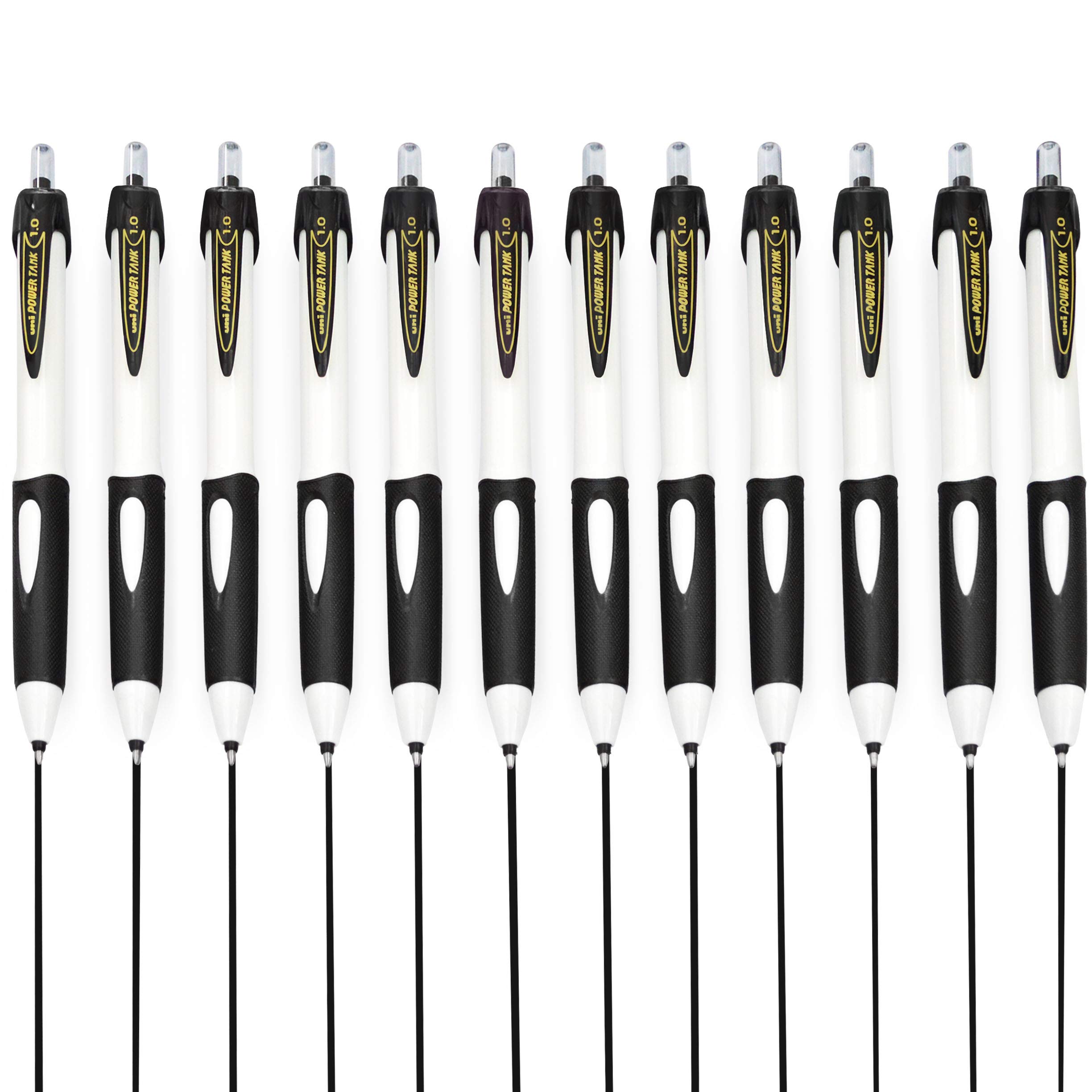 uni-ball SN-220 Power Tank Retractable Ballpoint Pen - 1.0mm - White Barrel - Black Ink - Pack of 12