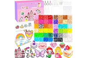 5mm Fuse Beads Kit for Kids Crafts - 48 Colors Beads Set with Pegboard,Ironing Papers and Accessories, Fuse Beads 2 Boxes,Art