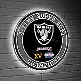 Team Sports America NFL Las Vegas Raiders Multi-Win Superbowl Champions | Ultra-Thin LED Light Wall Sign Décor | Made in the USA | Football Fan Décor for Office, Living, Game or Bedroom