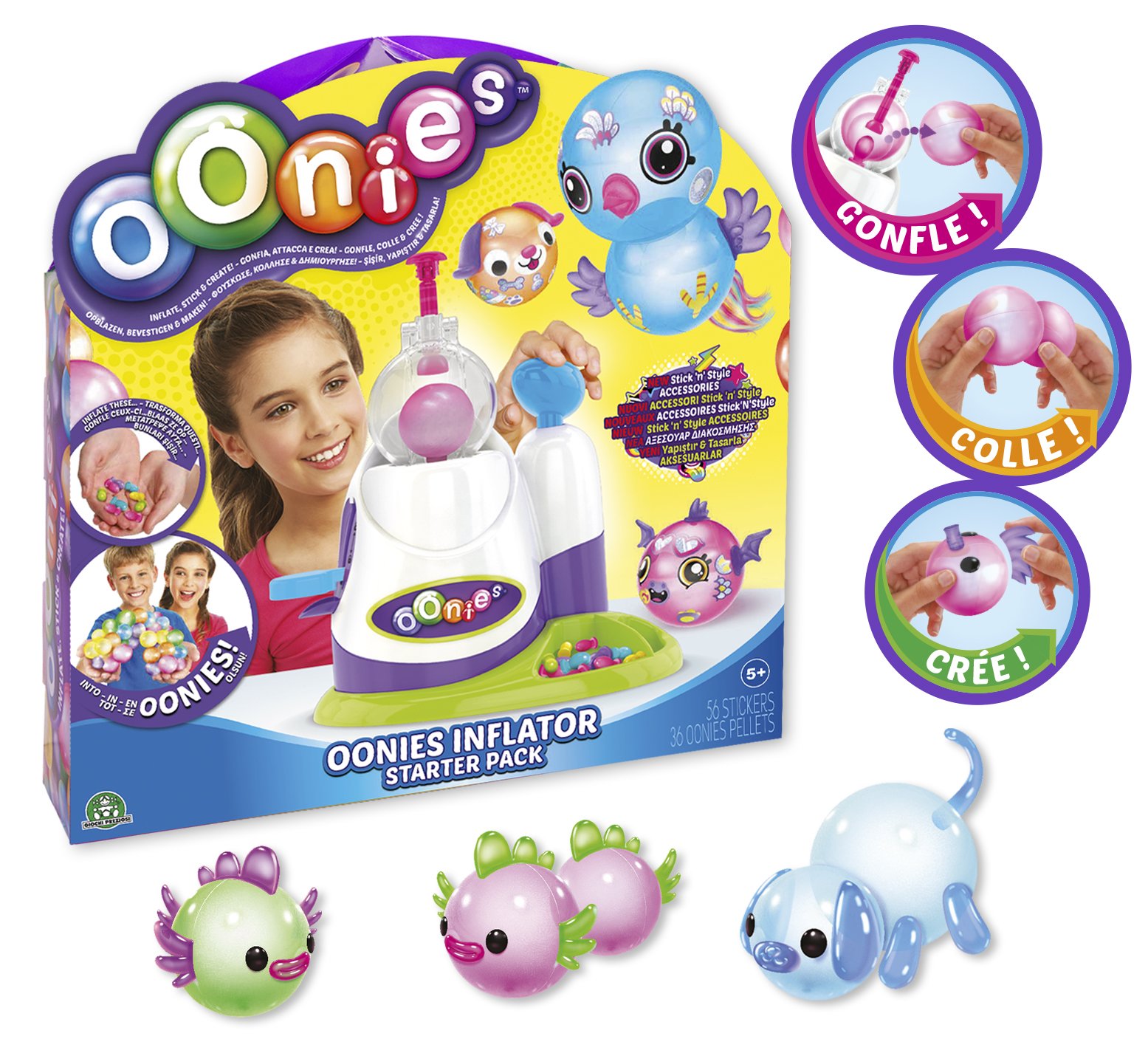 Giochi Preziosi Oonies, NEE05 Oonies Machine, Includes 36 Spikes and 18 Decorative Accessories, 6 Connectors & Accessories to Create Beautiful Colourful Characters, Toy for Children and Above