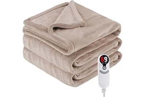 Eydna Electric Heated Blanket Full Size 72"x84", 6 Heating Levels & 10 Hours Auto Off Large Oversized, Machine Washable, Camel