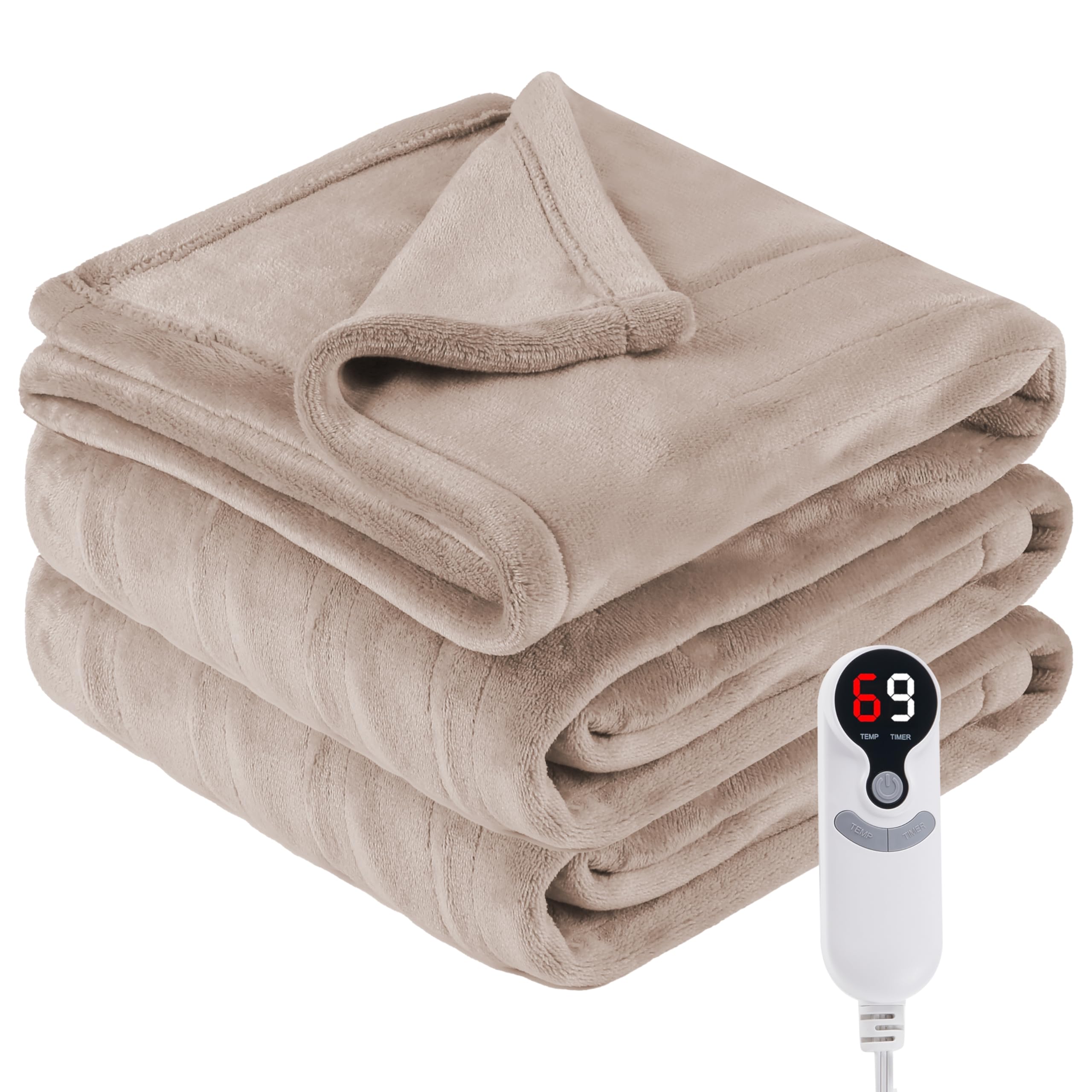 Photo 1 of Eydna Electric Heated Blanket Full Size 72"x84", 6 Heating Levels & 10 Hours Auto Off Large Oversized, Machine Washable, Camel