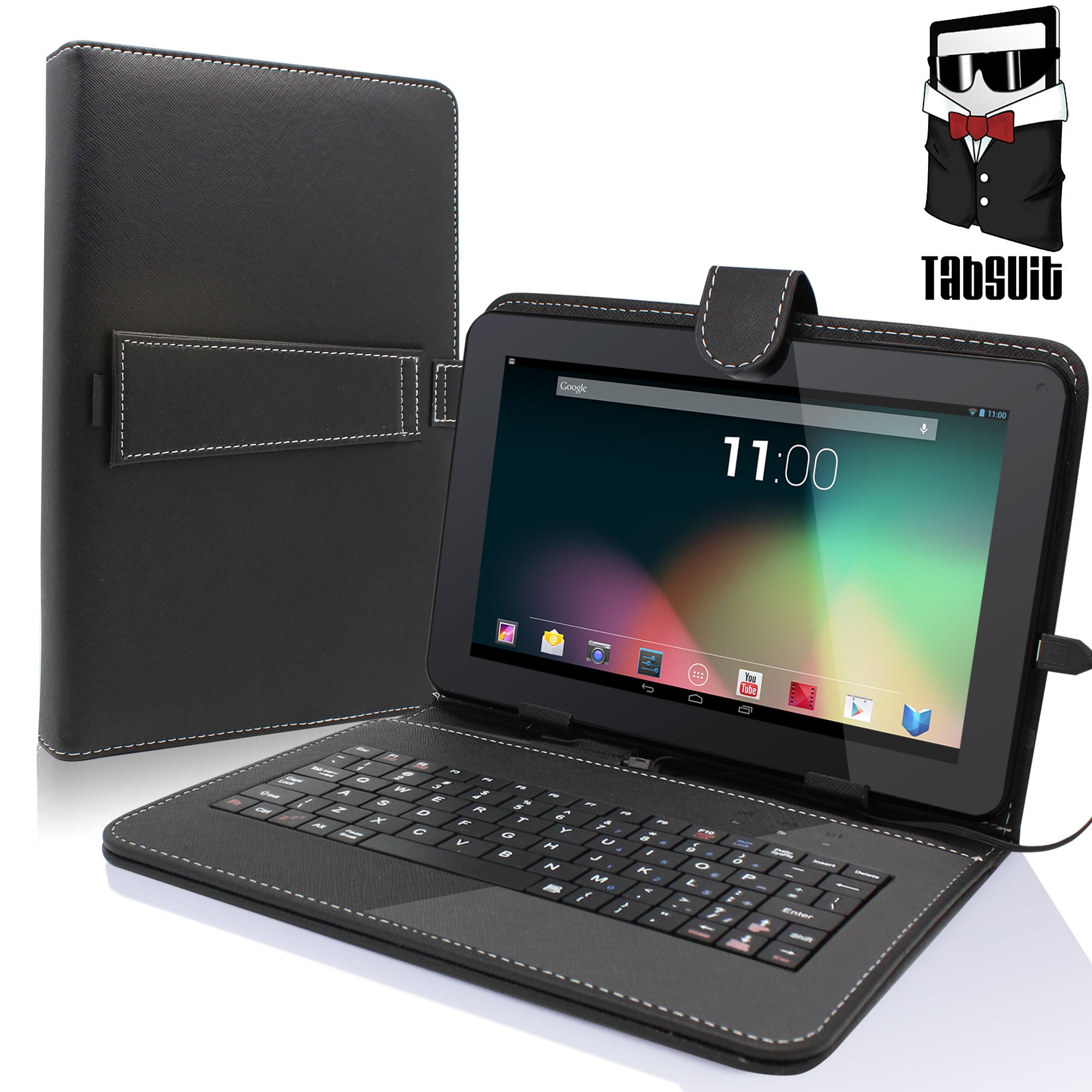 TabSuit174; 9'' Tablet Folio Keyboard Case with Stand Universal PU