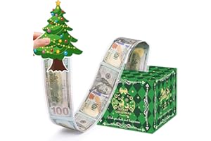 Meiidoshine Christmas Money Box for Cash Gift Pull, Surprise Money Holder Cash Gift for Kids Adults, DIY Fun Holiday Cash Box for Women Men Girls Boys Mom Dad Friends, Include 50Pcs Transparent Bags