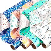 American Greetings 160 sq. ft. Reversible Wrapping Paper Bundle for Birthdays, Anniversaries, Weddings and All Occasions, Sprinkles and Daisies (4 Rolls, 30 in. x 16 ft.)