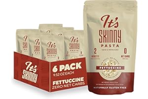 IT'S SKINNY It’s Skinny Fettuccine Pasta – Low Carb Pasta, Gluten Free, Keto & Vegan-Friendly, Shirataki Konjac, Sugar-Free, High in Fiber, Only 4.5 Calories Per Serving, Ready in 2 Minutes (6 Packs)