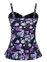 Hilor Women's Plus Size Tankini Top Slimming Ruched