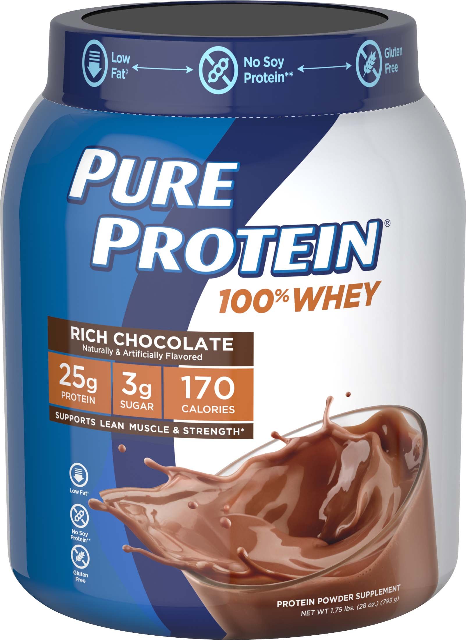 Pure Protein Natural Whey Protein Powder, French Vanilla, 1.6 Pound Health