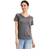 ZSOSBA METARINO 100% Merino Wool T-Shirt Women V Neck Short Sleeve Base Layer Tee Shirt for Travel,Hiking,Sports