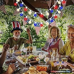 4th of July String Lights, 25FT G40 Red White and