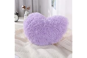 MOOWOO Fluffy Heart Pillow, Faux Fur Throw Pillow,Sherpa Plush Fluffy, Cute Soft Throw Cushion, Valentines Day,Thanks Giving Days,Christmas Day Decorative for Home Bed Couch Heart Shape