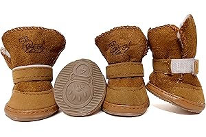 HPWFHPLF Dog Boots, Dog Shoes for Small Dogs Chihuahua, Anti-Slip Paw Protectors for Snow Winter (Brown, S)