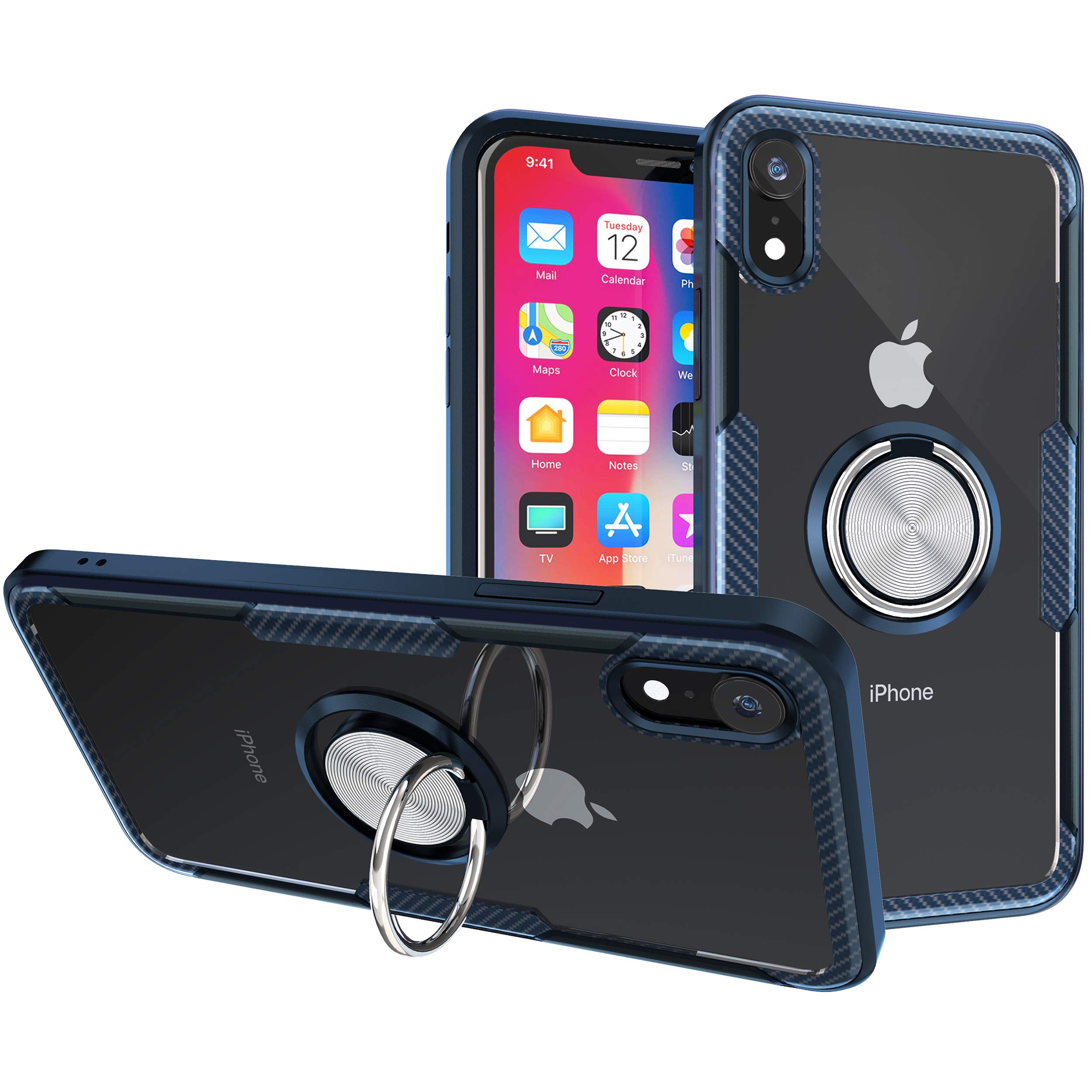 Iphone Xr Case Transparent Crystal Clear Cover Carbon Fiber Trim