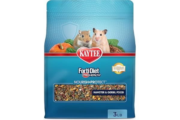 Kaytee Forti-Diet Pro Health Nourish+Protect Hamster and Gerbil Food, Comprehensive Nutrition Backed by Science, Digestive Health, Immune Support, 3 Pounds