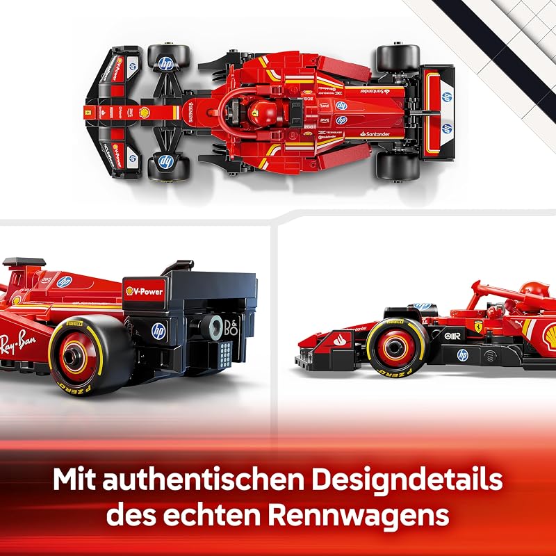 Speed Champions Ferrari SF-24 F1 Rennauto - Modellauto Set mit Fahrer - Modellbau für Kinder - Spielzeug mit 1 Minifigur - Sammelbares Formel 1 Geschenk für Jungen und Mädchen - 77242