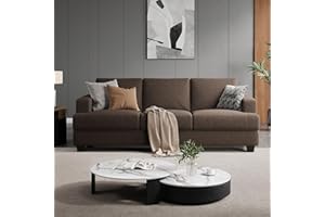 COPIAE 89 Inch Sofa with Extra Deep Seats Oversize, 3 Seater Sofa for Living Room,Modern Couch and Sofa, Comfy Armrests and Seats and Backrests, Easy Installation, Brown