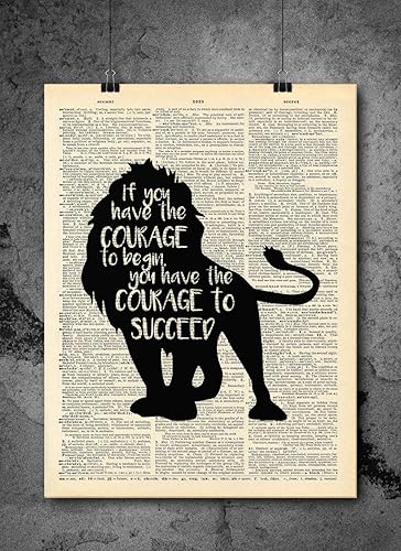 pic Cowardly Lion Quotes From Movie wizard of oz silhouette courage cowardly lion courage quote vintage art authentic upcycled dictionary art print home or office decor