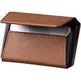VULKIT Leather Business Card Holder Case for Men Slim Pocket Business Card Wallet Name Card Case Holder, Holds 20 Business Cards Brown