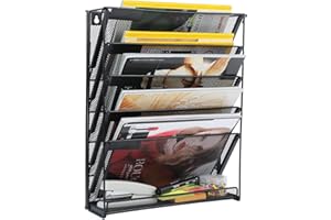 samstar Wall File Holder, 6-Tier Hanging Wall File Organizer Wall Mount Paper File Folder Mail Organizer for Office/School, 1 Pack