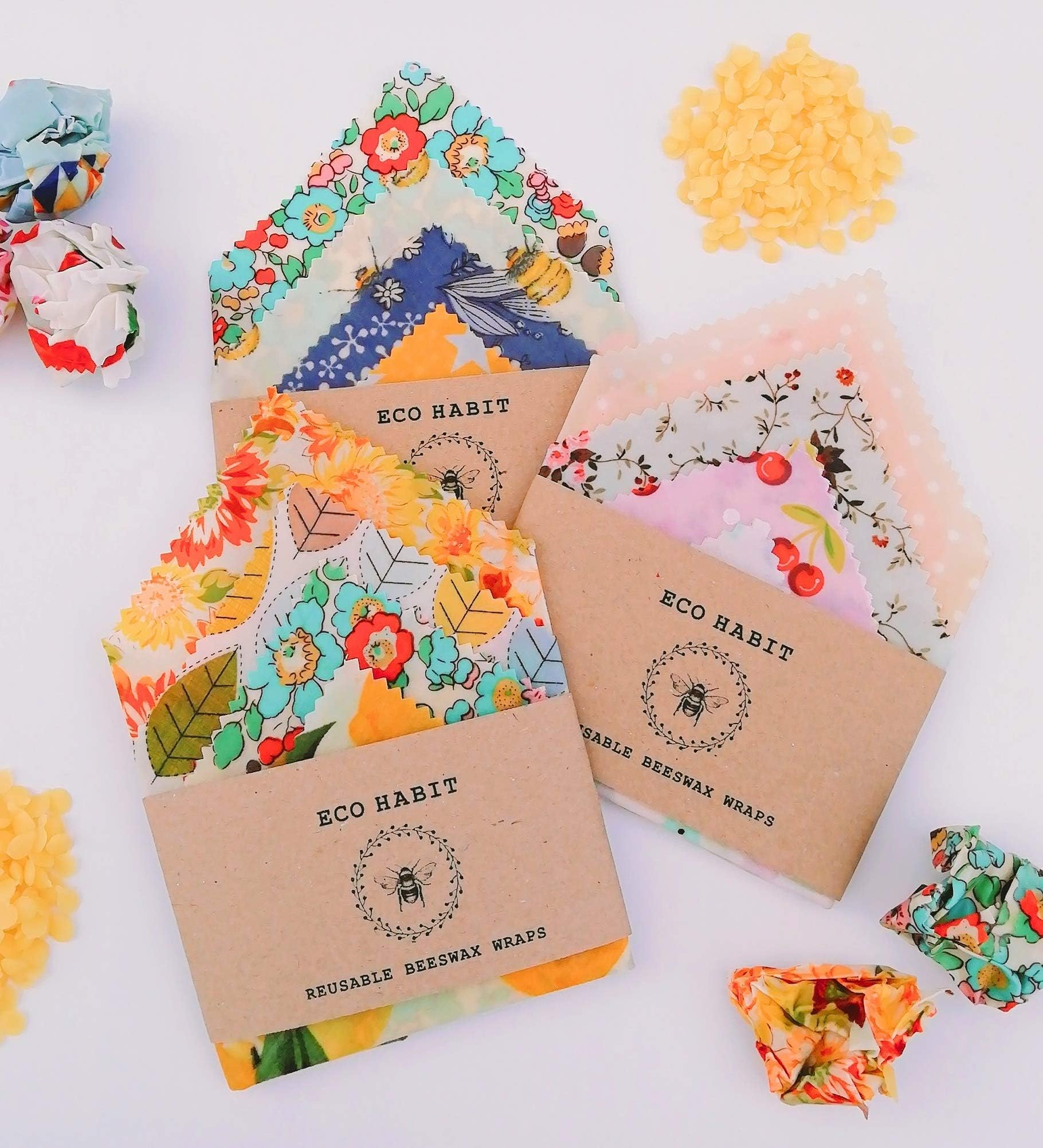 Set of 4 100% Natural Beeswax Wraps, handmade, eco, zero waste, size small