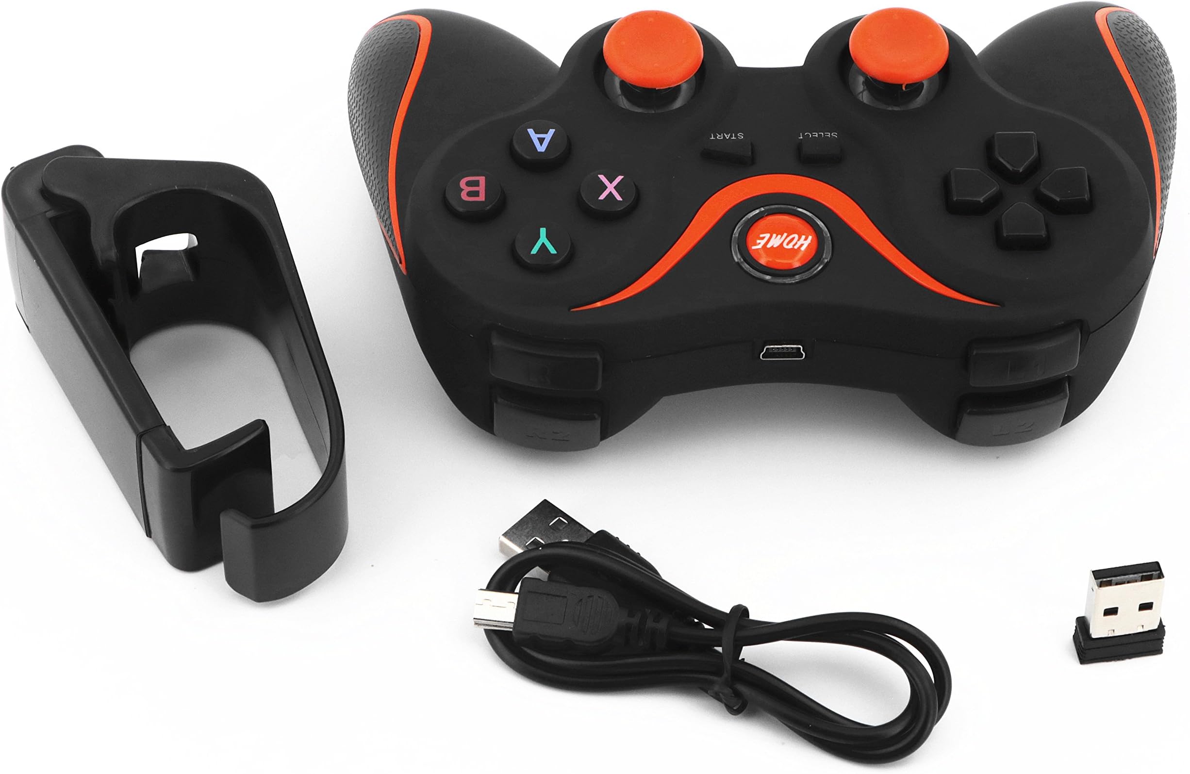 QUANCE Bluetooth Wireless Game Controller,Gamepad Joystick for Android Smartphone Tablet PC TV Box (include adapter, holder)