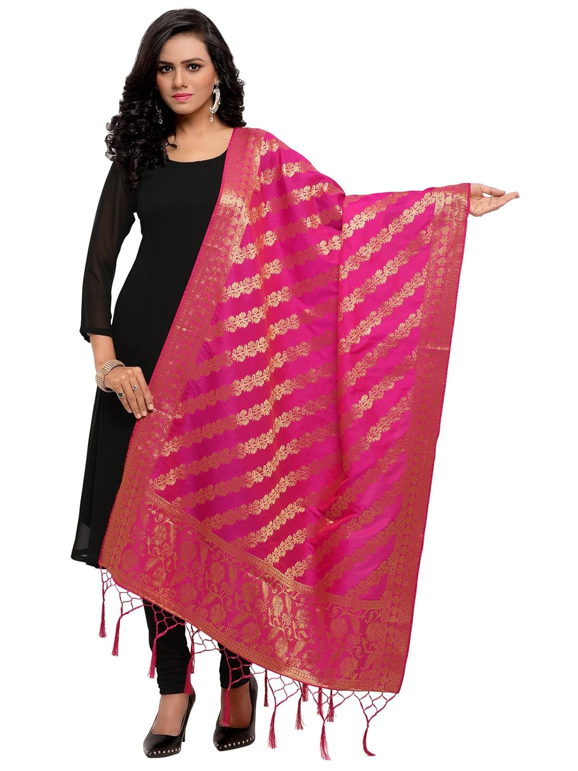 varayu women's woven banarasi poly silk dupatta(6fdj463-p)