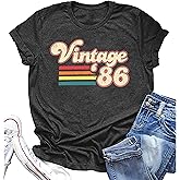 40th Birthday Shirts Women Vintage 1986 Shirt Forty Birthday Gift Shirts 40 Years of Birthday Party Short Sleeve Tee Top