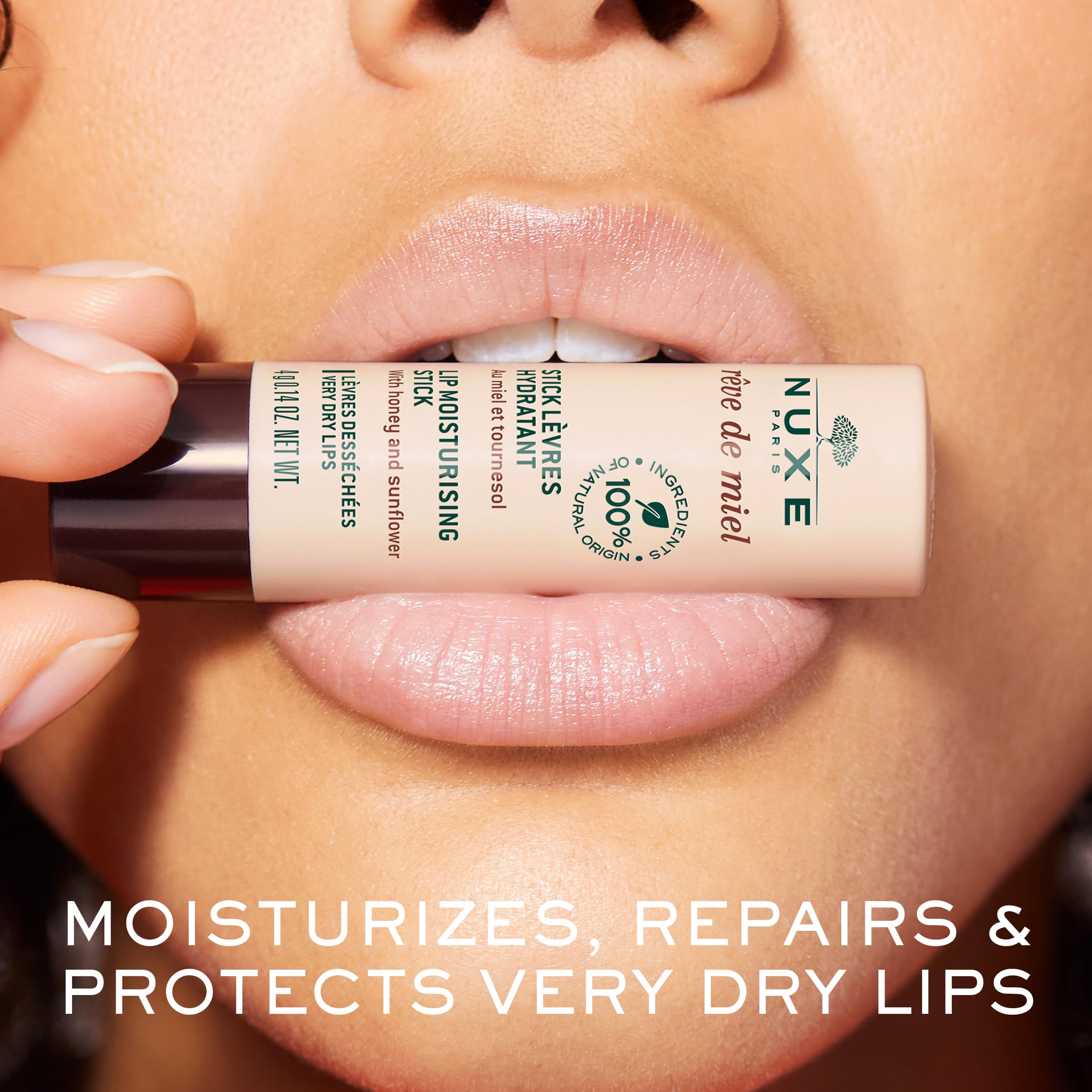 NUXE Rêve de Miel Lip Stick - 100% Natural Organic Moisturizer for Cracked & Dry Lips With Shea Butter & Vitamin E, 0.14 Oz