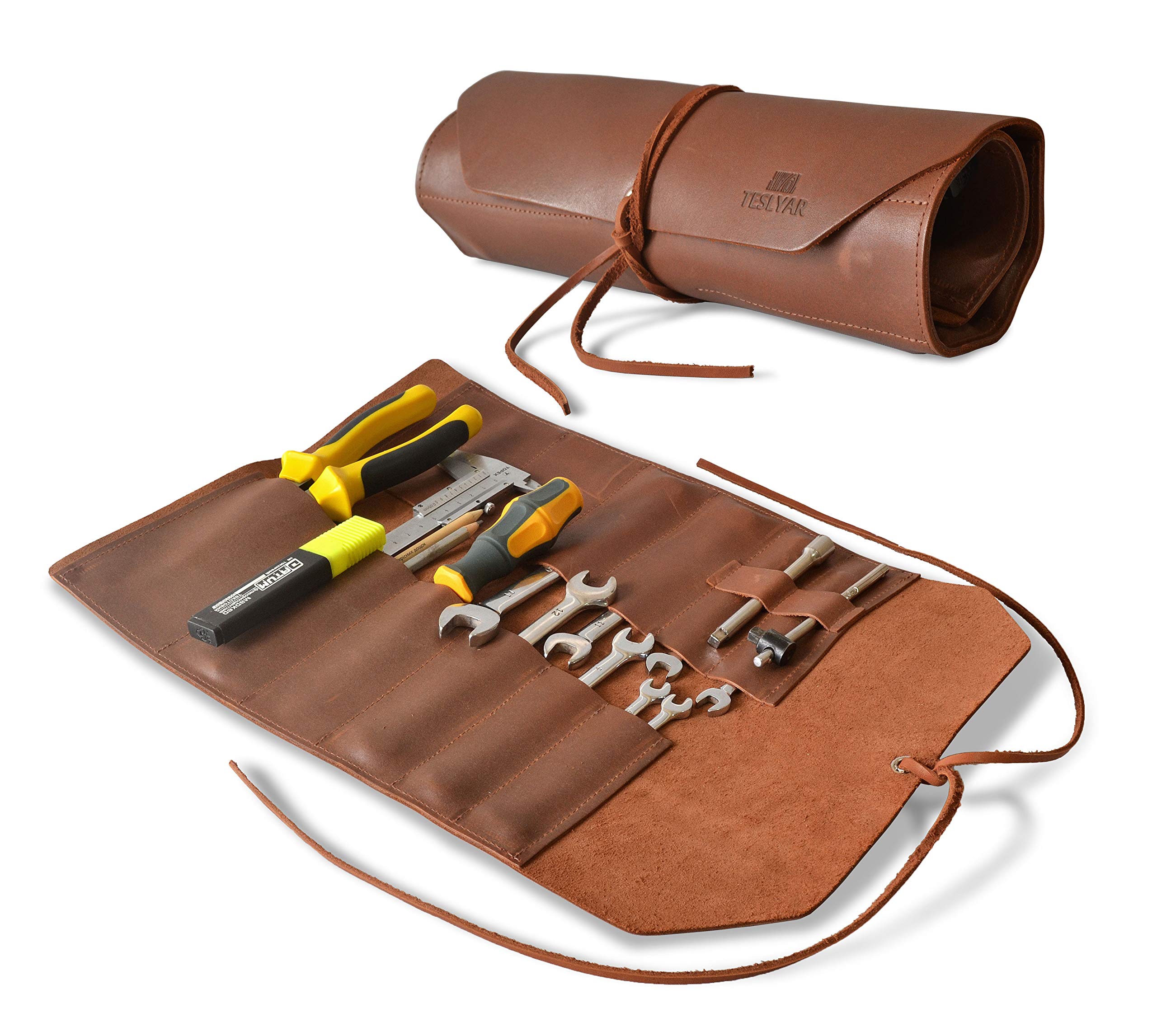 handmade leather tool roll