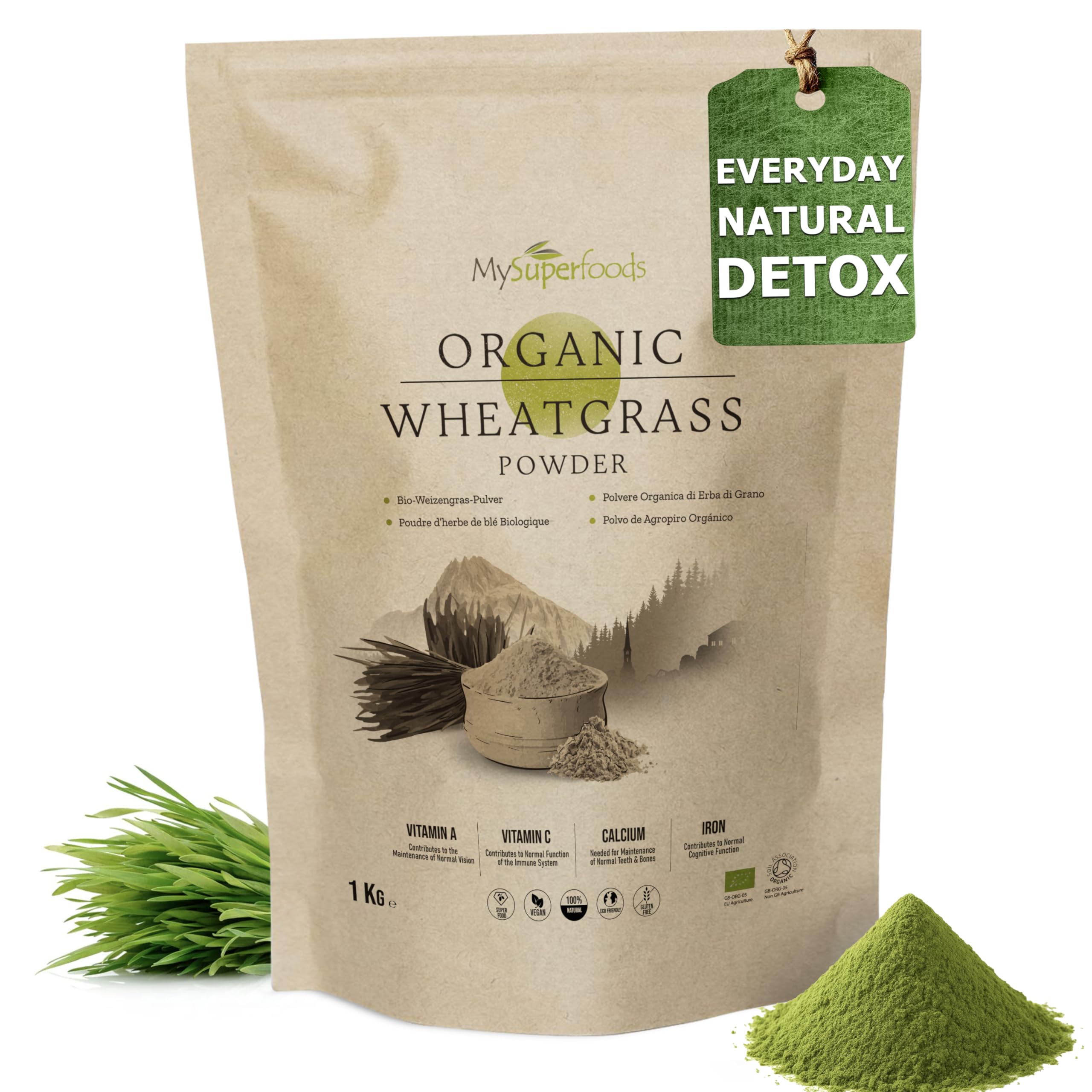 MySuperfoods Organic Wheatgrass Powder 1Kg, High Chlorophyll Content
