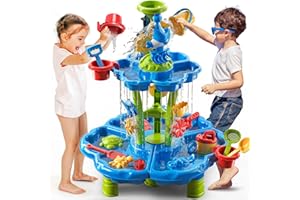 JUKUDAHU Kids Flower Water Table for Toddlers for 3 4 5 6 7 8 Years Old, Outdoor Water Sand Table for Boys Girls, Sensory Toys for Toddlers Age 3-8, Activity Sensory Table Summer Toys