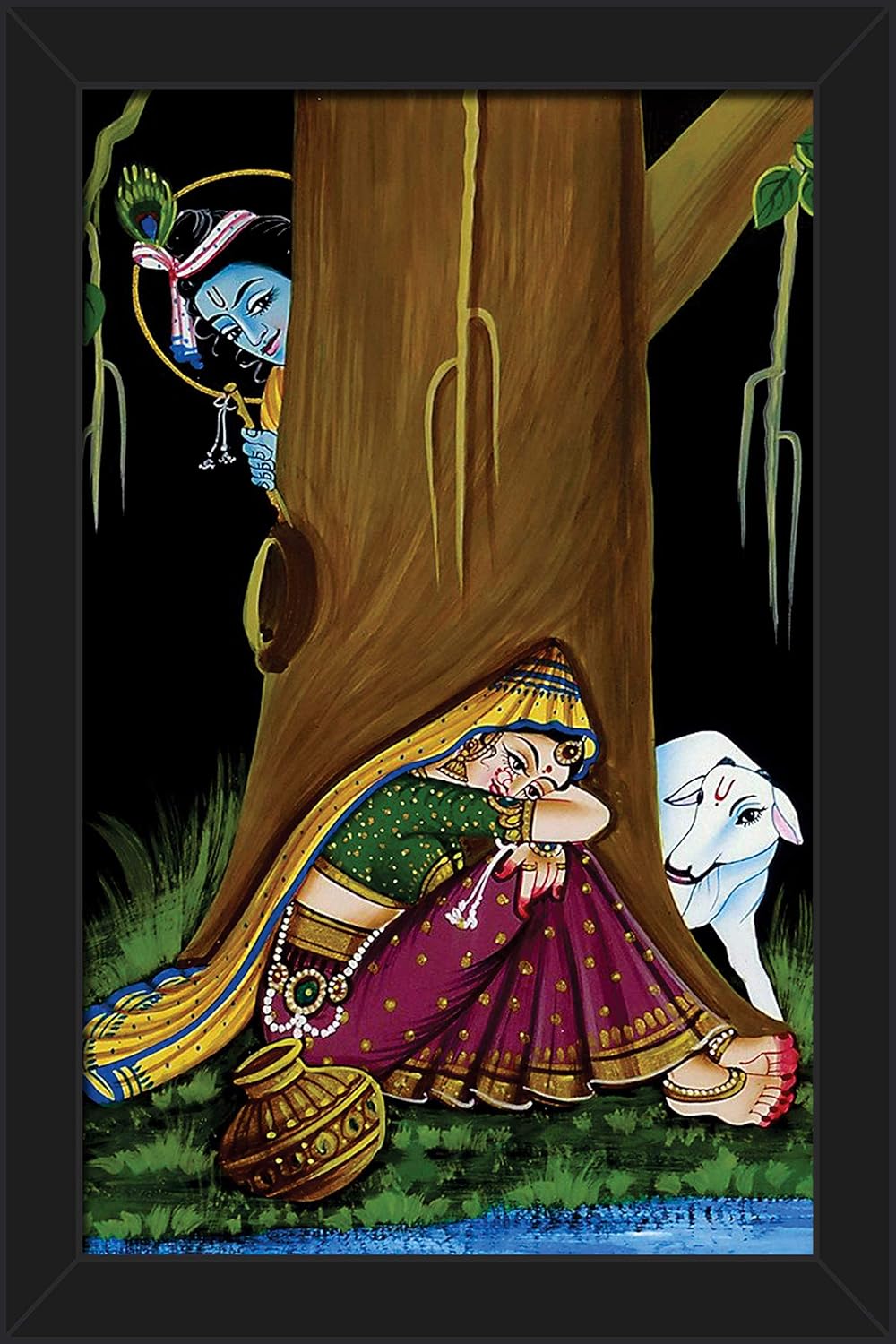 Paper Plane Design Radha Krishna Framed Painting Wood 45 Cm X 0 1 Cm X 30 Cm Amazon In Home Kitchen